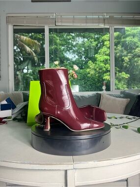 Sam Edelman Burgundy Patent Ankle Boots